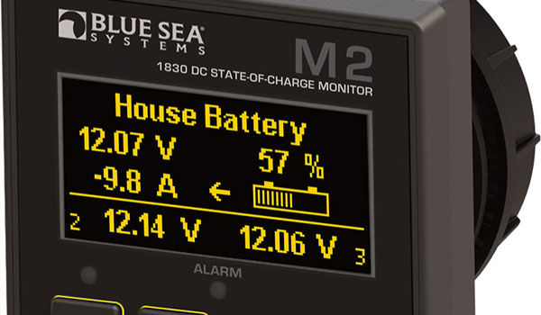 House battery monitor image. Learn about creating power on your boat